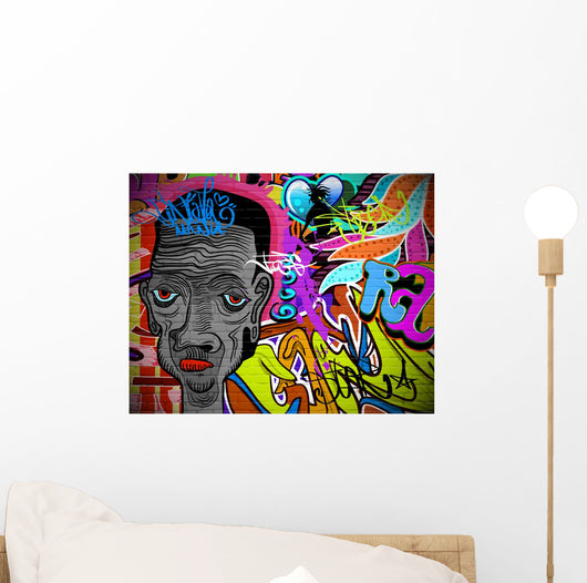 Graffiti wall urban art background. Grunge hip hop design Wall Mural
