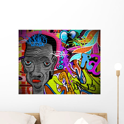 Graffiti wall urban art background. Grunge hip hop design Wall Mural