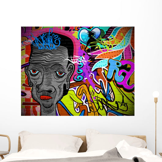 Graffiti wall urban art background. Grunge hip hop design Wall Mural