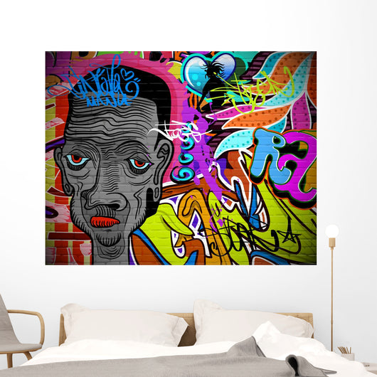 Graffiti wall urban art background. Grunge hip hop design Wall Mural