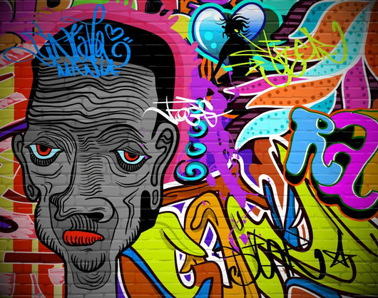 Graffiti wall urban art background. Grunge hip hop design Wall Mural