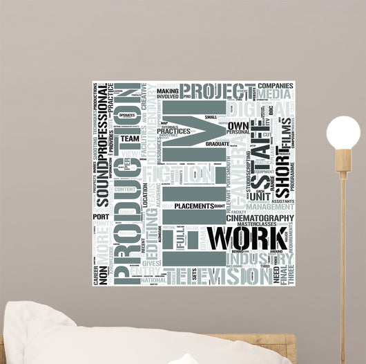 Television and Film Production Word Cloud Concept Wall Mural