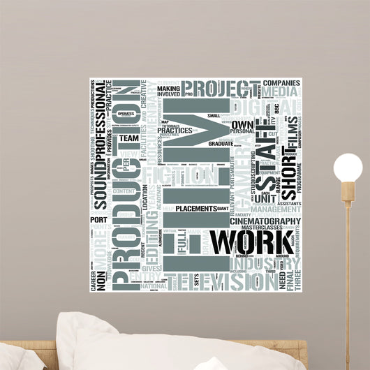 Television and Film Production Word Cloud Concept Wall Mural