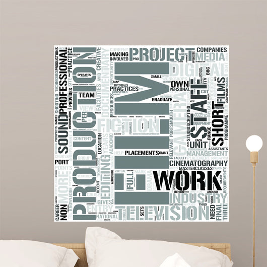 Television and Film Production Word Cloud Concept Wall Mural