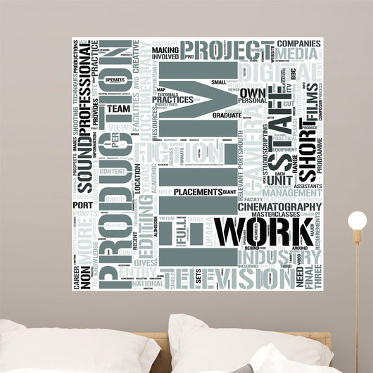 Television and Film Production Word Cloud Concept Wall Mural