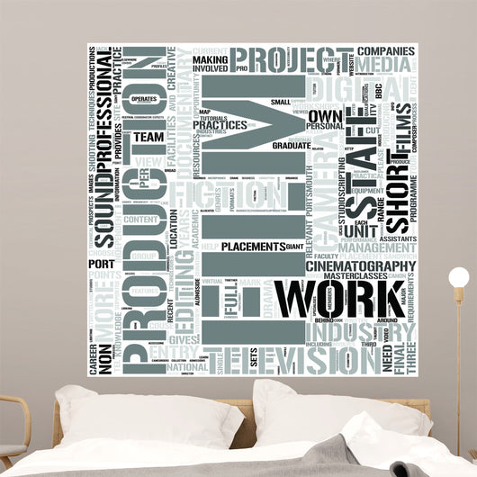 Television and Film Production Word Cloud Concept Wall Mural