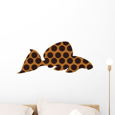 Leopard Pleco Freshwater Aquarium Wall Decal shown on a wall