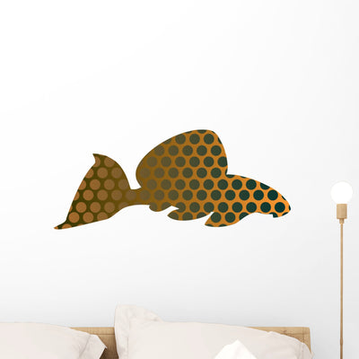 Leopard Pleco Aquarium Fish Wall Decal shown on a wall