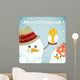Two snowmen on winter background Wall Mural