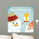 Two snowmen on winter background Wall Mural
