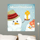 Two snowmen on winter background Wall Mural