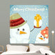 Two snowmen on winter background Wall Mural