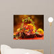 Wicker basket with autumn fruits and flowers Wall Mural