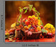 Wicker basket with autumn fruits and flowers Wall Mural