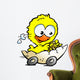 illustration of an cute baby chicken driving in a eggshell Wall Decal