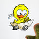 illustration of an cute baby chicken driving in a eggshell Wall Decal