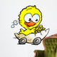 illustration of an cute baby chicken driving in a eggshell Wall Decal