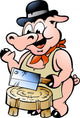 Hand-drawn Vector illustration of an Butcher Pig Wall Decal