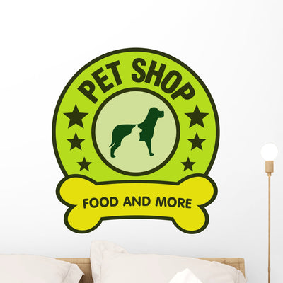 Pet Shop Logo Wall Decal shown on a wall