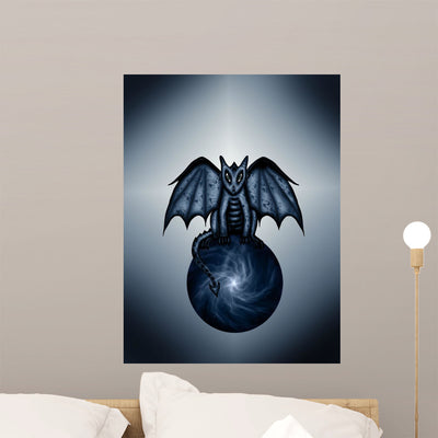 Blue Dragon Magic Ball Wall Mural shown on a wall