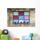 Old romantic windows with flowerpots Wall Mural