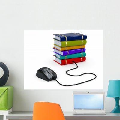 Internet Education Books and Wall Decal shown on a wall
