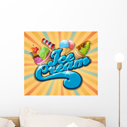 Ice Cream Background Vintage Vector Wall Mural