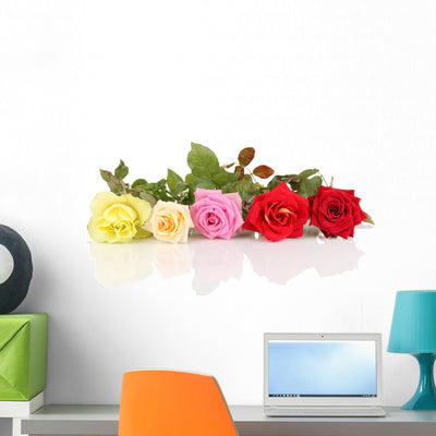 Beautiful Colorful Roses Wall Decal shown on a wall