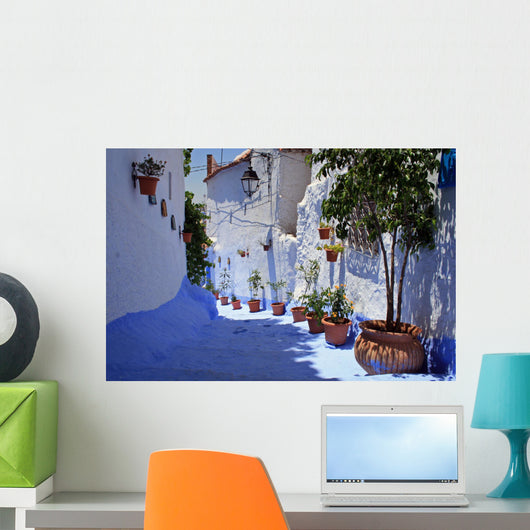 Blue Lane in Chefchaouen in Morocco Wall Mural