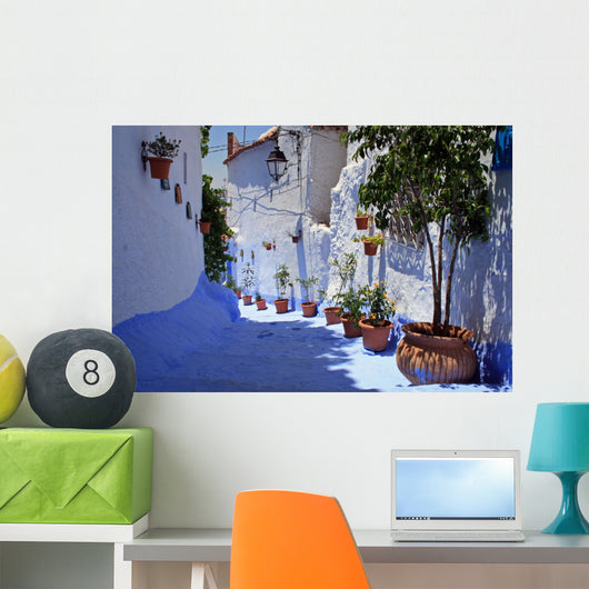 Blue Lane in Chefchaouen in Morocco Wall Mural
