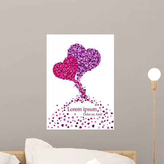 Pink and Violet Hearts Tangled up Together Wall Mural