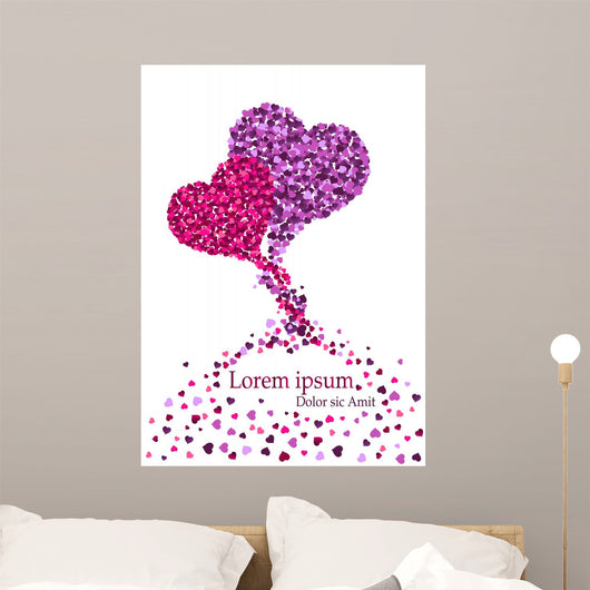 Pink and Violet Hearts Tangled up Together Wall Mural