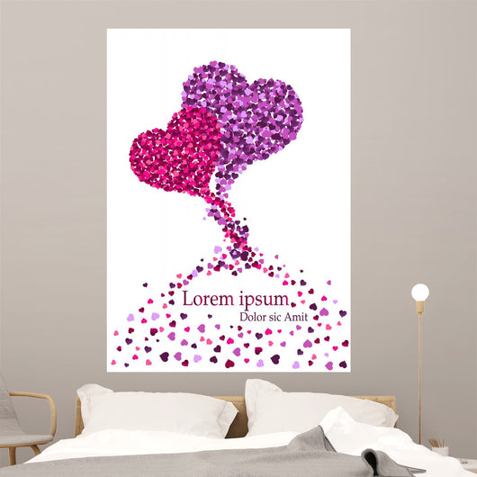 Pink and Violet Hearts Tangled up Together Wall Mural