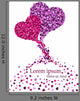 Pink and Violet Hearts Tangled up Together Wall Mural