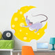 Mouse and cheese halfmoon, cartoon style Wall Decal