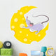 Mouse and cheese halfmoon, cartoon style Wall Decal