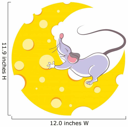 Mouse and cheese halfmoon, cartoon style Wall Decal