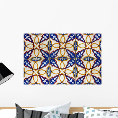 Portuguese Tiles Azulejos Wall Decal shown on a wall