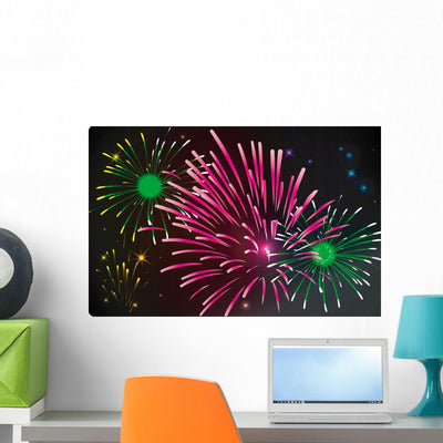 Fireworks shown on a wall
