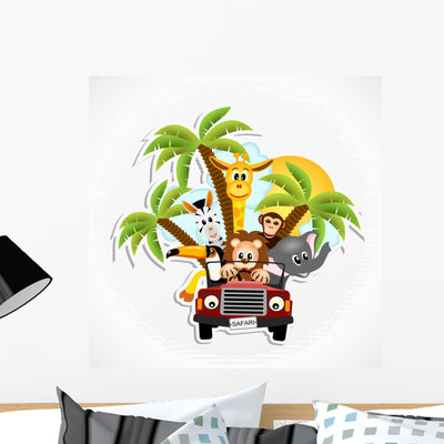 Animals Car Wall Decal shown on a wall