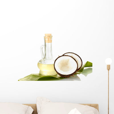Decanter with Coconut Oil Wall Decal shown on a wall