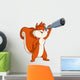 Cute cartoon squirrel looking through a telescope Wall Decal
