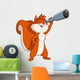 Cute cartoon squirrel looking through a telescope Wall Decal