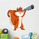 Cute cartoon squirrel looking through a telescope Wall Decal