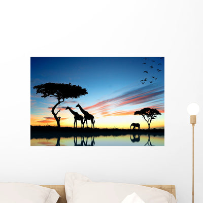 Safari Africa Silhouette Wild shown on a wall
