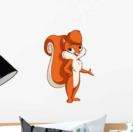 Cute cartoon squirrel girl welcome pose Wall Decal
