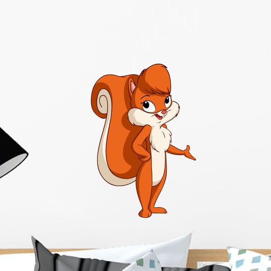 Cute cartoon squirrel girl welcome pose Wall Decal
