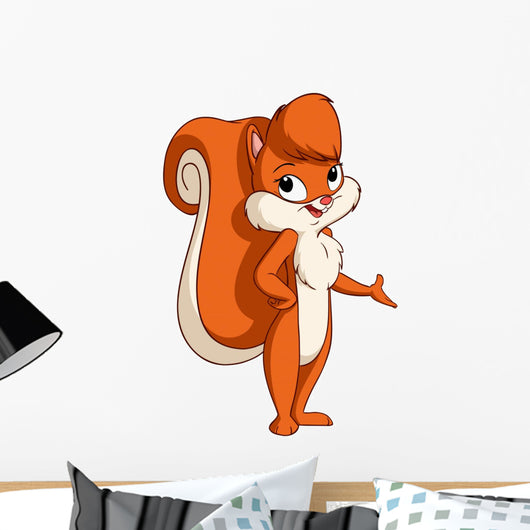 Cute cartoon squirrel girl welcome pose Wall Decal