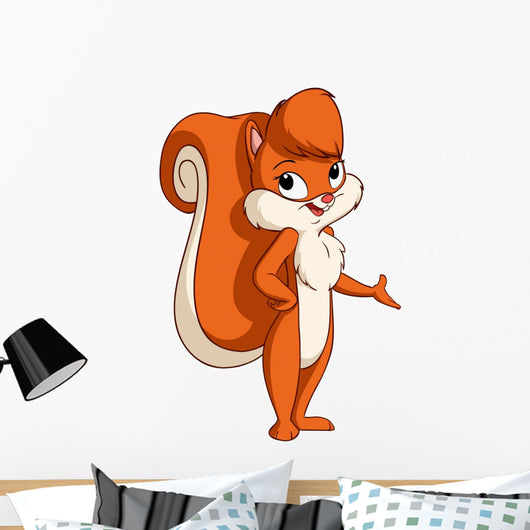 Cute cartoon squirrel girl welcome pose Wall Decal