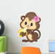 Girl Monkey Eating Banana Wall Decal